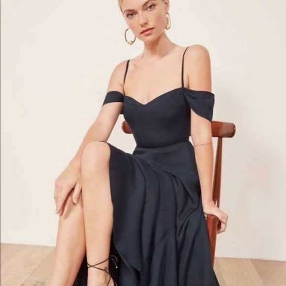 Reformation Poppy Dress - Navy Size 6 - Picture 2 of 9